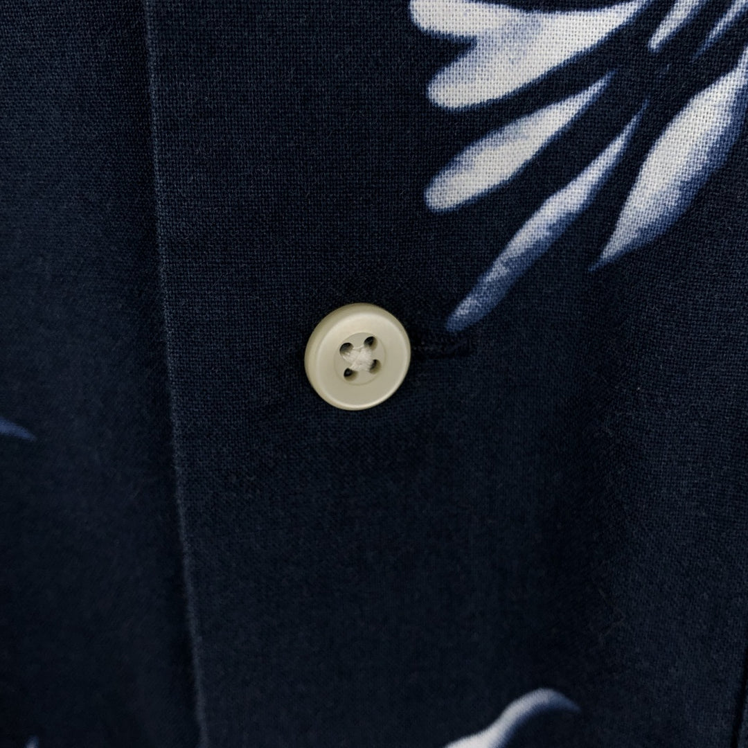 Ralph Lauren POLO CLASSIC FIT Pineapple Pattern Open Collar Hawaiian Aloha Shirt Box Shirt Men's Size M (approx.) cotton navy blue type Vintage Second Hand