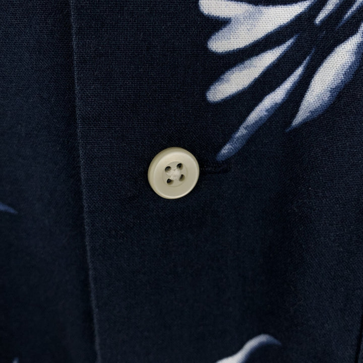 Ralph Lauren POLO CLASSIC FIT Pineapple Pattern Open Collar Hawaiian Aloha Shirt Box Shirt Men's Size M (approx.) cotton navy blue type Vintage Second Hand