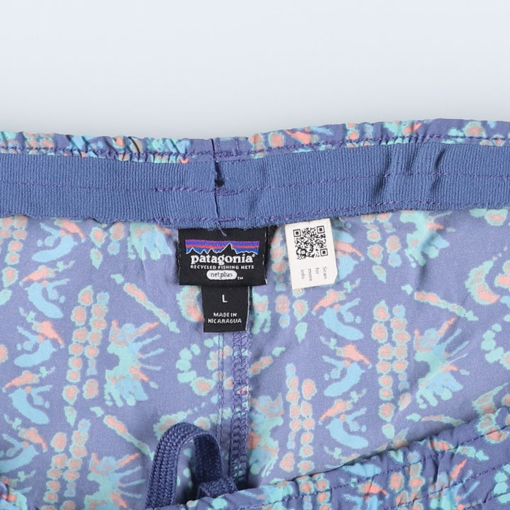 90s-era Patagonia all-over print nylon shorts, men's size L (approx.) unclear blue type Vintage Second Hand
