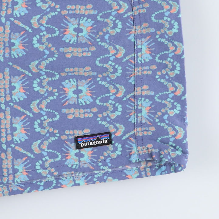 90s-era Patagonia all-over print nylon shorts, men's size L (approx.) unclear blue type Vintage Second Hand