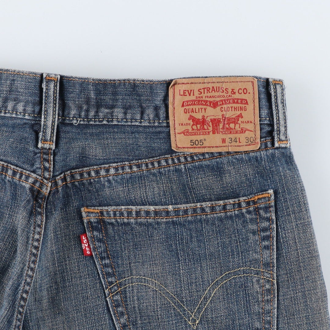 Levi's 505 STRAIGHT FIT tapered denim pants for men, size w34 cotton blue type Vintage Second Hand