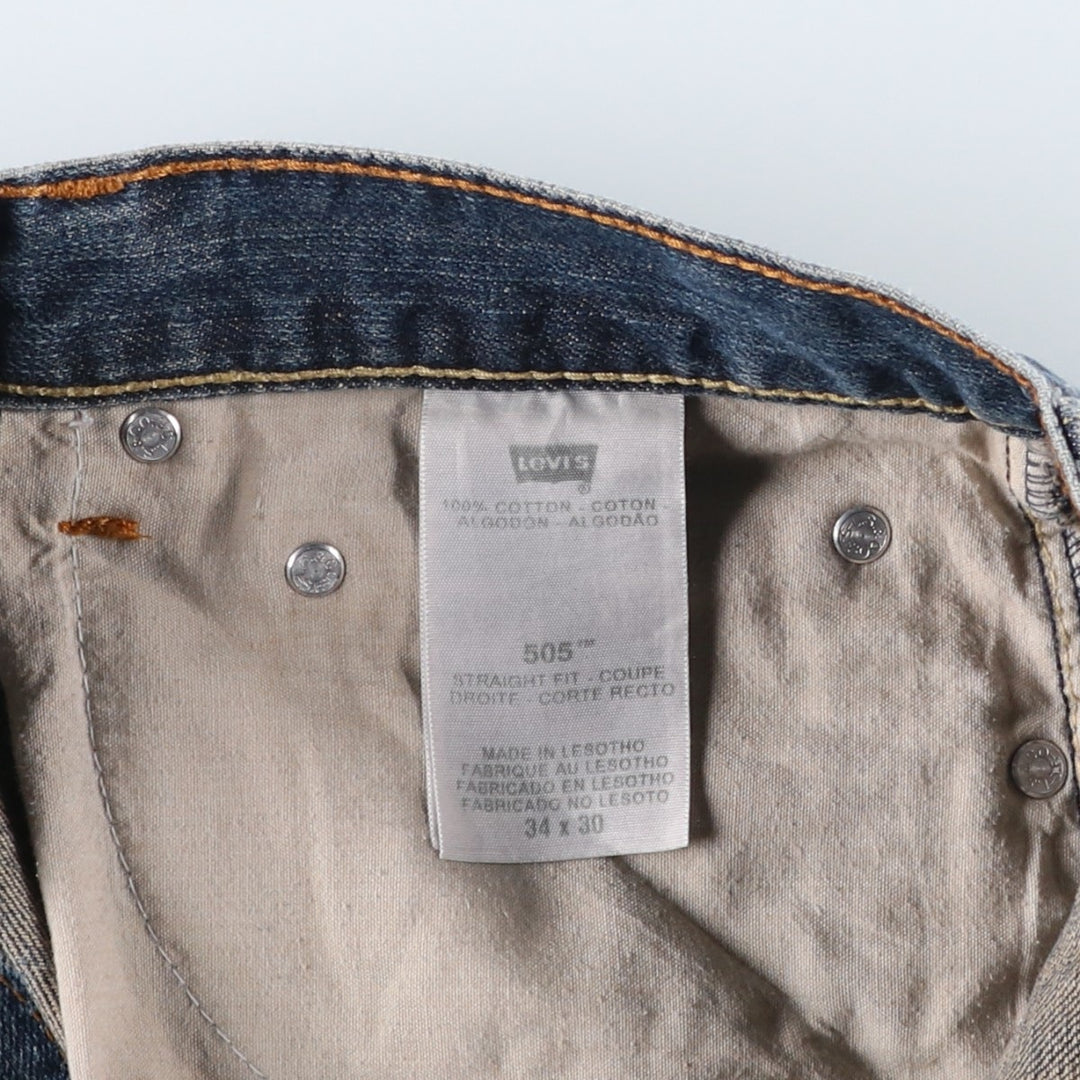 Levi's 505 STRAIGHT FIT tapered denim pants for men, size w34 cotton blue type Vintage Second Hand