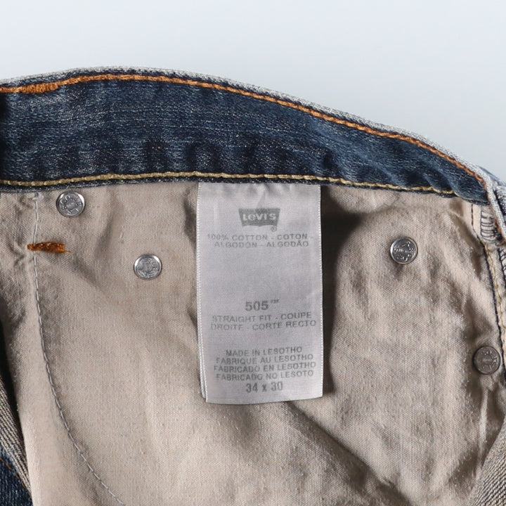 Levi's 505 STRAIGHT FIT tapered denim pants for men, size w34 cotton blue type Vintage Second Hand