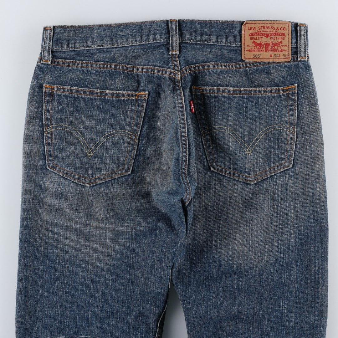 Levi's 505 STRAIGHT FIT tapered denim pants for men, size w34 cotton blue type Vintage Second Hand