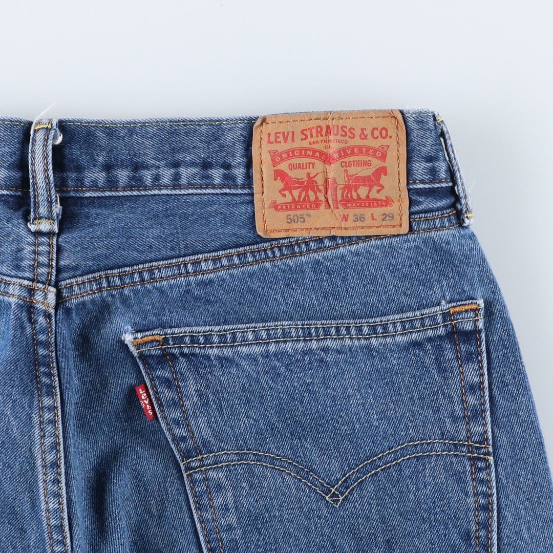 Levi's 505 tapered denim pants for men, size w36 cotton blue type Vintage Second Hand