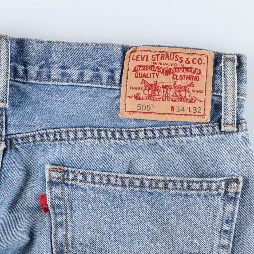 Levi's 505 Straight Fit Tapered Denim Pants, Men's, Size 35 cotton Blue type light blue Vintage Second Hand