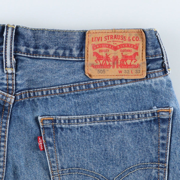 Levi's 505 tapered denim pants for men, size W34 cotton blue type Vintage Second Hand