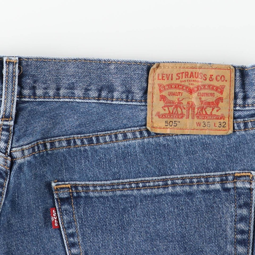 Levi's 505 tapered denim pants for men, size w38 cotton blue type Vintage Second Hand