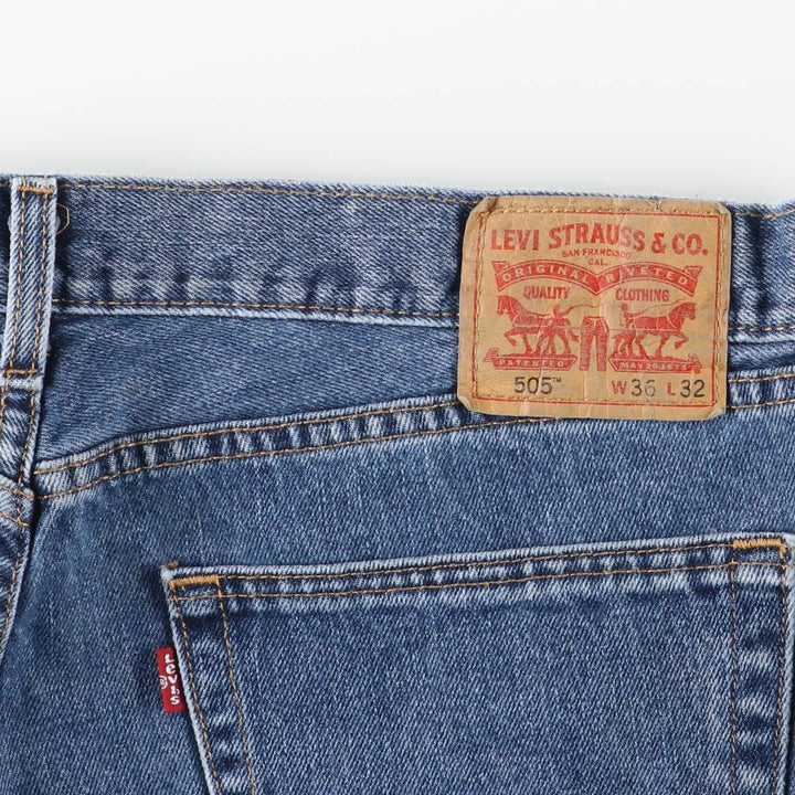 Levi's 505 tapered denim pants for men, size w38 cotton blue type Vintage Second Hand