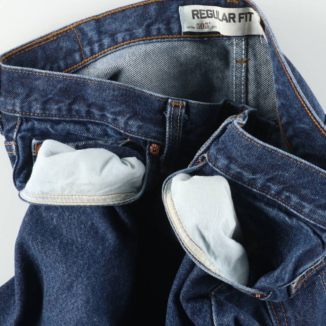 Levi's 505 Regular Fit Tapered Denim Pants, Men's W37 (approx.), Zipper Fly cotton blue type Vintage Second Hand