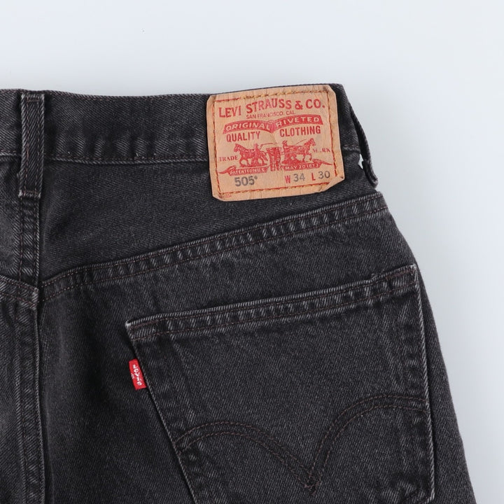 Levi's 505 REGULAR FIT Black Denim Tapered Denim Pants Men's W32 equivalent cotton black type Vintage Second Hand