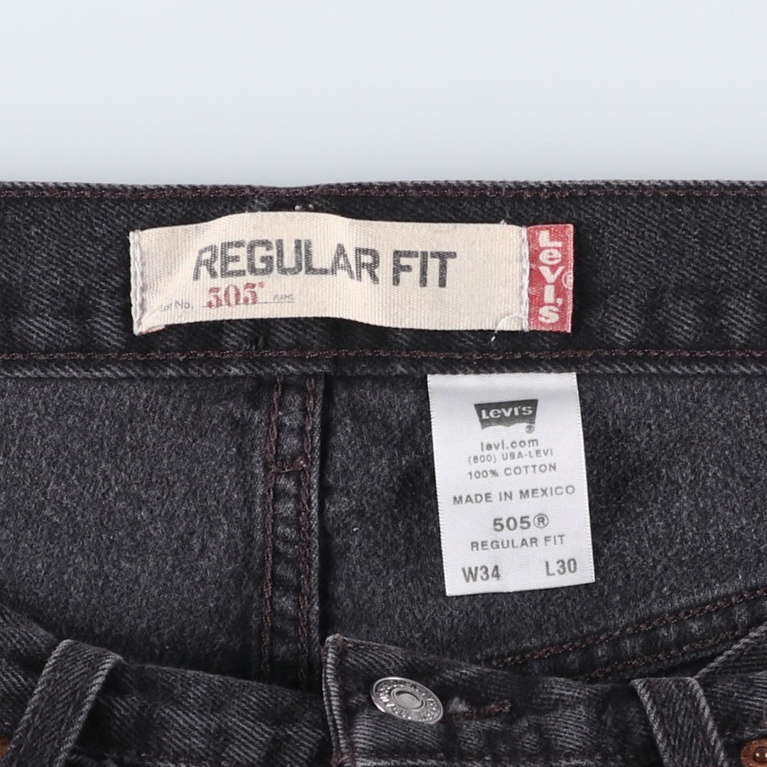 Levi's 505 REGULAR FIT Black Denim Tapered Denim Pants Men's W32 equivalent cotton black type Vintage Second Hand