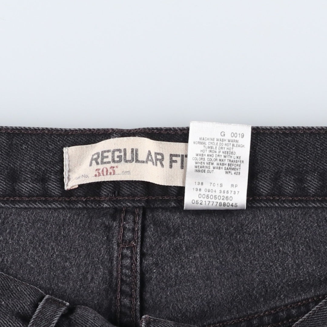 Levi's 505 REGULAR FIT Black Denim Tapered Denim Pants Men's W32 equivalent cotton black type Vintage Second Hand