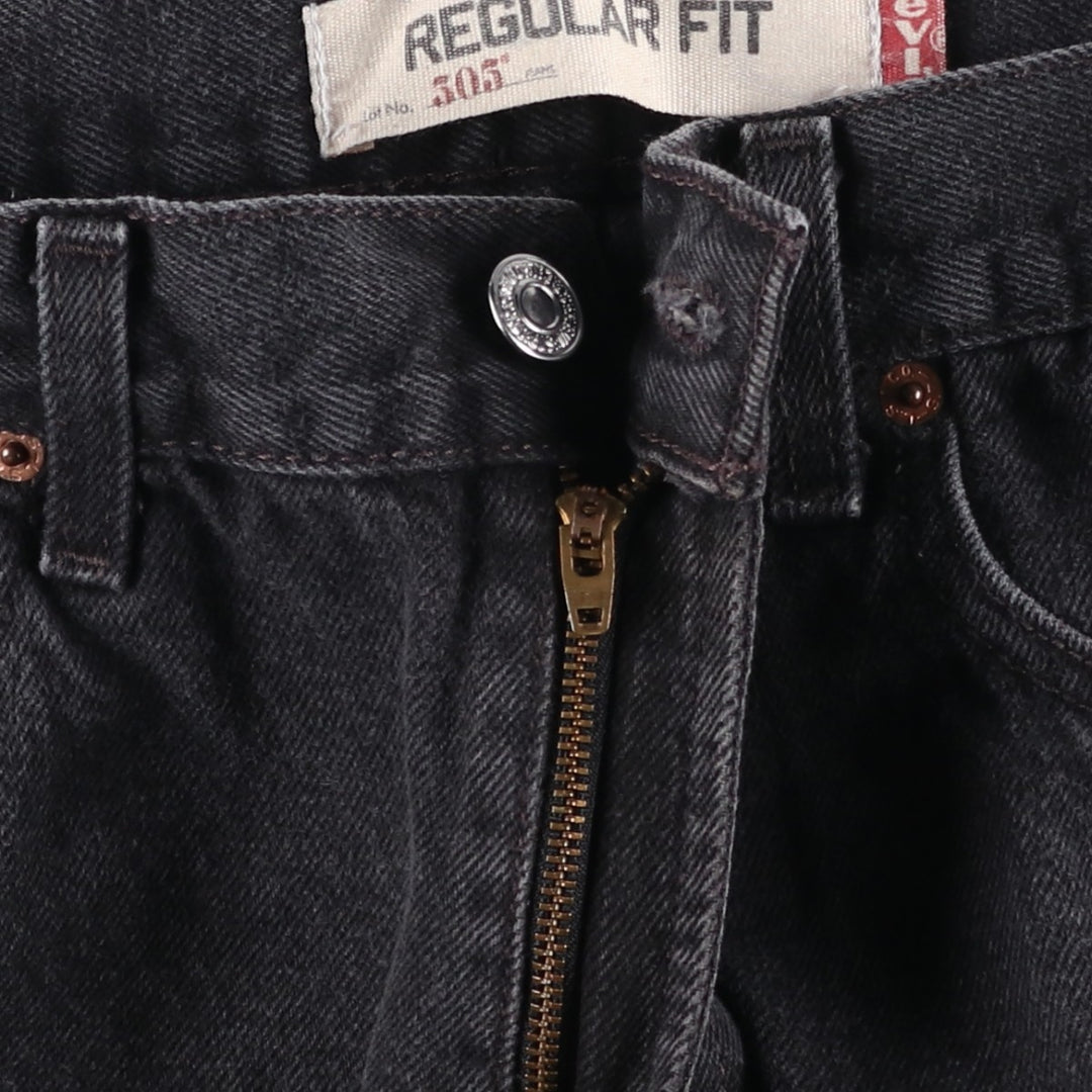 Levi's 505 REGULAR FIT Black Denim Tapered Denim Pants Men's W32 equivalent cotton black type Vintage Second Hand