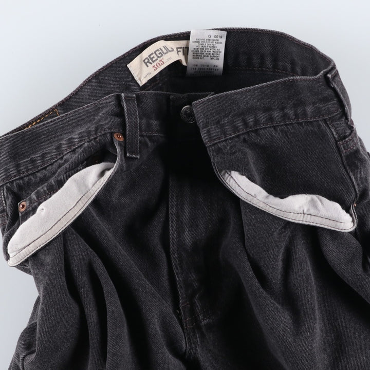 Levi's 505 REGULAR FIT Black Denim Tapered Denim Pants Men's W32 equivalent cotton black type Vintage Second Hand