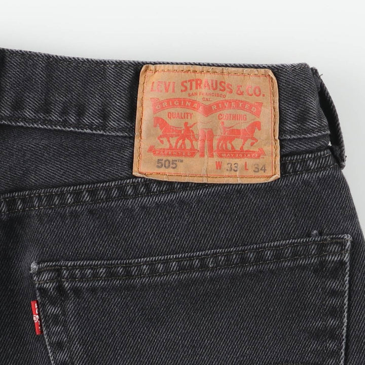 Levi's 505 Black Denim Tapered Denim Pants for Men, W33 equivalent cotton black type Vintage Second Hand