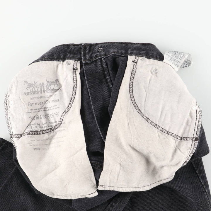 Levi's 505 Black Denim Tapered Denim Pants for Men, W33 equivalent cotton black type Vintage Second Hand