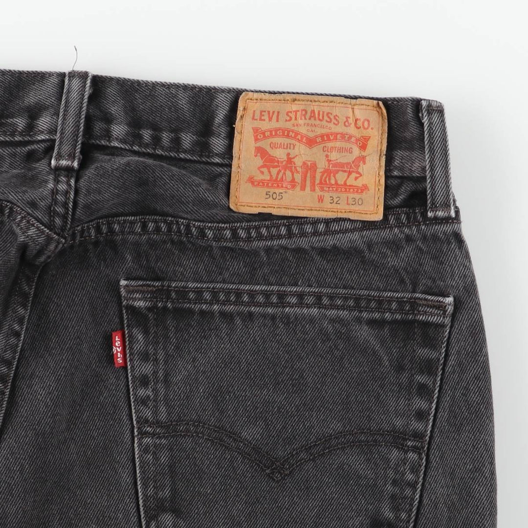 Vintage Levi's 505 black denim tapered denim pants, men's size W32. cotton black type Vintage Second Hand