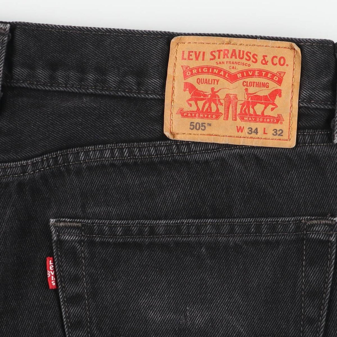 Levi's 505 Black Denim Tapered Denim Pants for Men, W34 equivalent cotton black type Vintage Second Hand