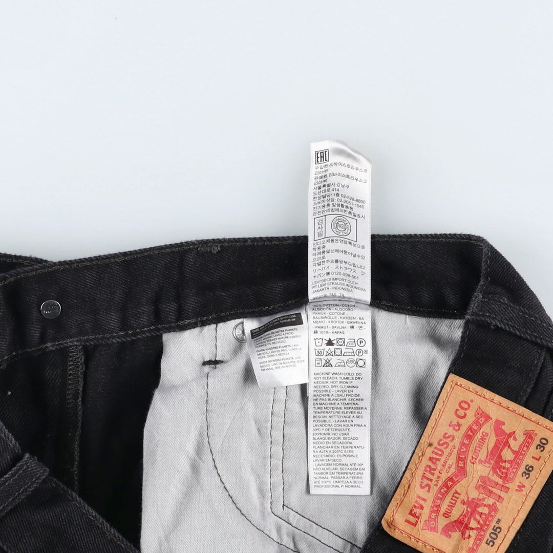 Levi's 505 Black Denim Tapered Denim Pants for Men, W35 equivalent cotton black type Vintage Second Hand