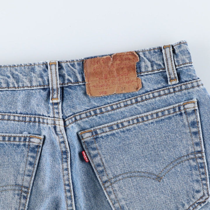 Levi's 505 Plain Tapered Denim Pants, Made in Canada, W34L31 (equivalent to men's W32), Zipper Fly, Fade-to-Length. cotton Blue type light blue Vintage Second Hand