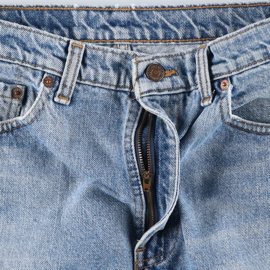 Levi's 505 Plain Tapered Denim Pants, Made in Canada, W34L31 (equivalent to men's W32), Zipper Fly, Fade-to-Length. cotton Blue type light blue Vintage Second Hand