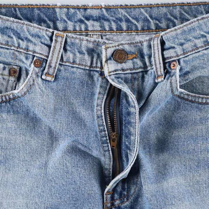 Levi's 505 Plain Tapered Denim Pants, Made in Canada, W34L31 (equivalent to men's W32), Zipper Fly, Fade-to-Length. cotton Blue type light blue Vintage Second Hand