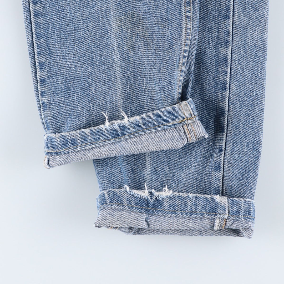 Levi's 505 Plain Tapered Denim Pants, Made in Canada, W34L31 (equivalent to men's W32), Zipper Fly, Fade-to-Length. cotton Blue type light blue Vintage Second Hand