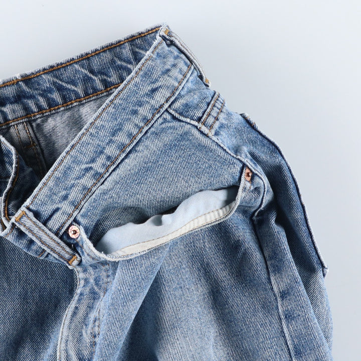 Levi's 505 Plain Tapered Denim Pants, Made in Canada, W34L31 (equivalent to men's W32), Zipper Fly, Fade-to-Length. cotton Blue type light blue Vintage Second Hand