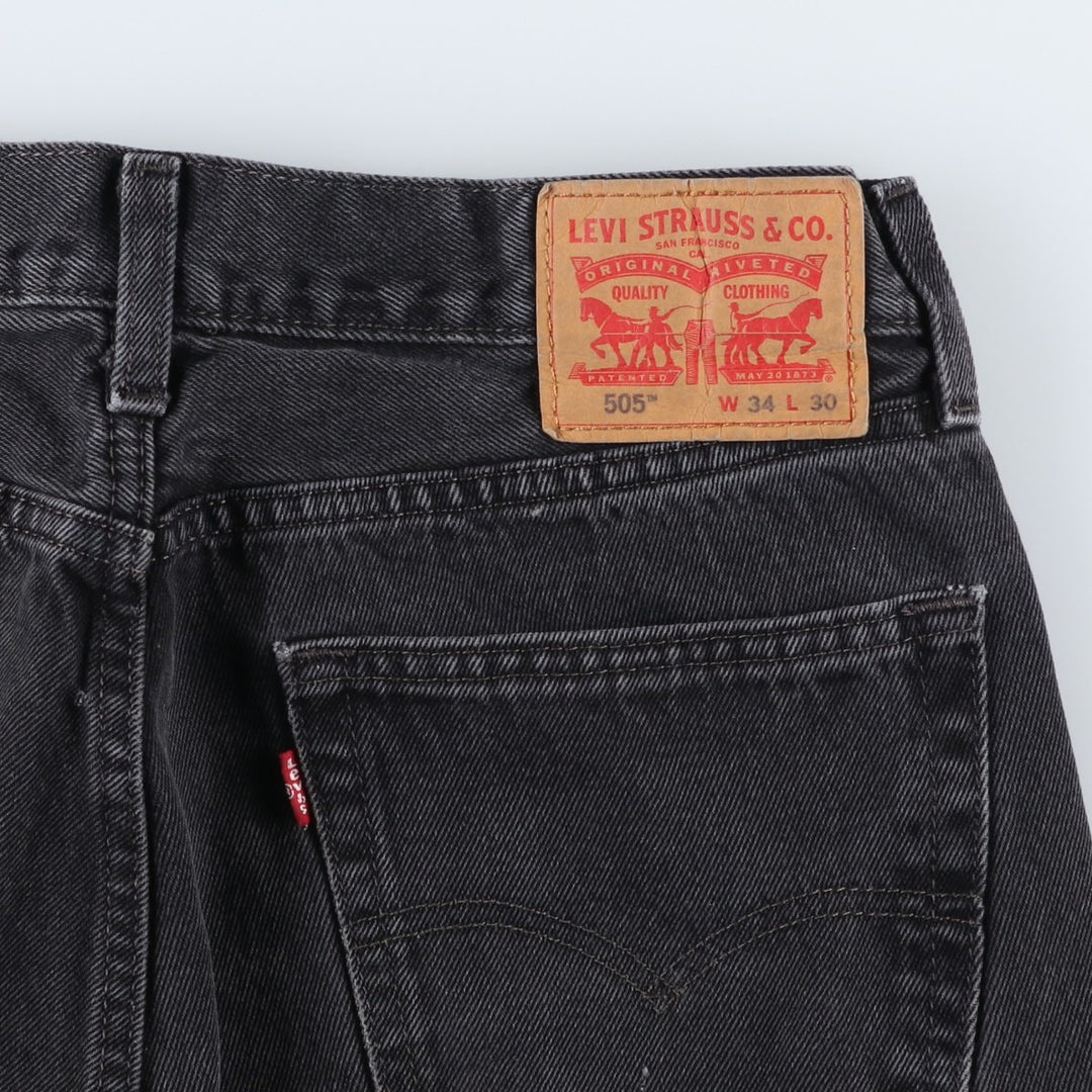 Levi's 505 Black Denim Tapered Denim Pants for Men, W33 equivalent cotton black type Vintage Second Hand