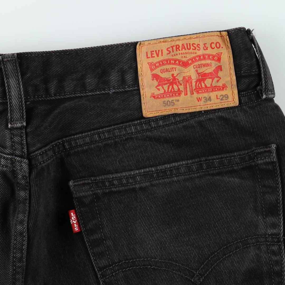 Levi's 505 Black Denim Tapered Denim Pants for Men, W34 equivalent cotton black type Vintage Second Hand