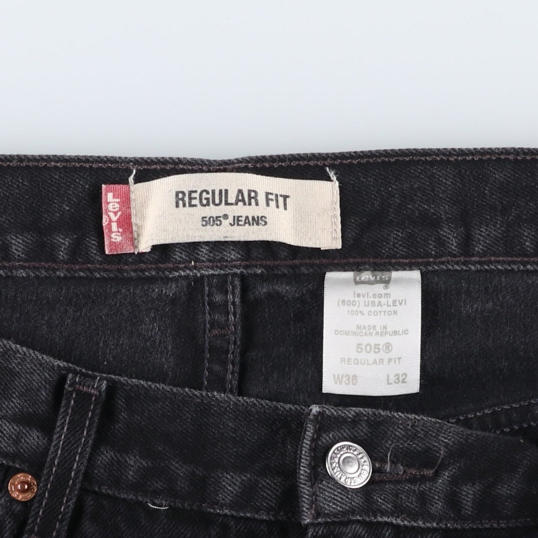 Levi's 505 REGULAR FIT Black Denim Tapered Denim Pants Men's W34 cotton black type Vintage Second Hand