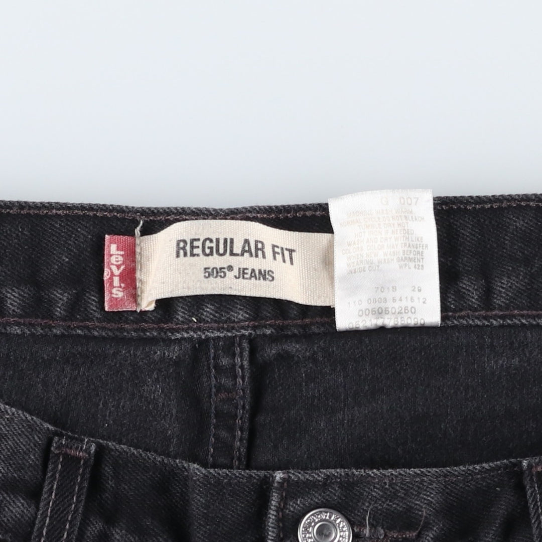 Levi's 505 REGULAR FIT Black Denim Tapered Denim Pants Men's W34 cotton black type Vintage Second Hand