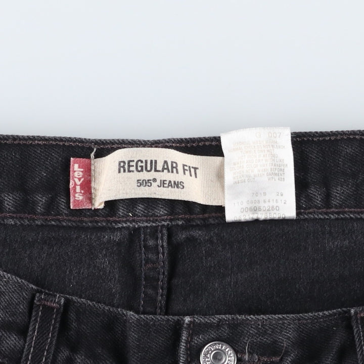 Levi's 505 REGULAR FIT Black Denim Tapered Denim Pants Men's W34 cotton black type Vintage Second Hand