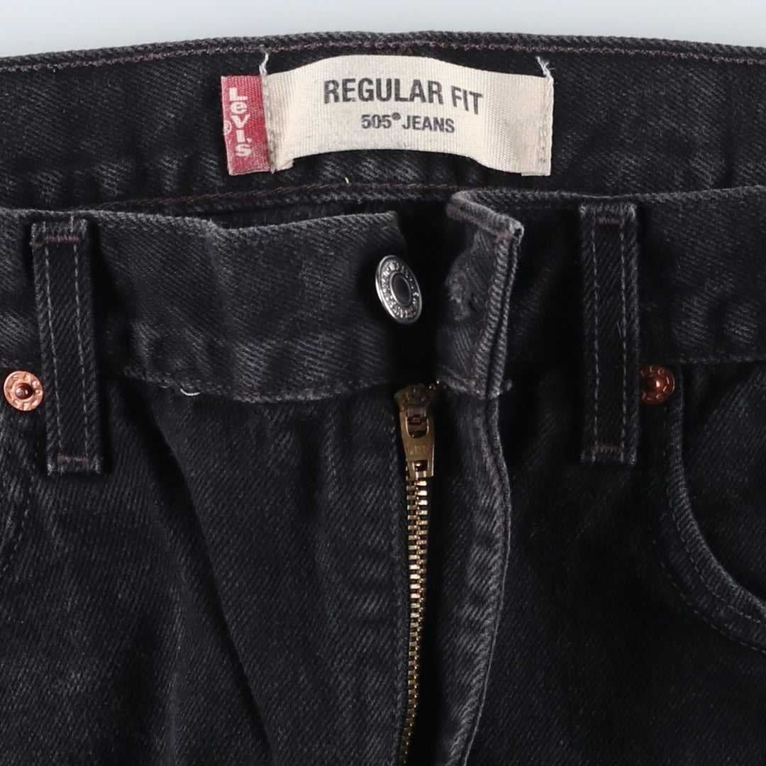 Levi's 505 REGULAR FIT Black Denim Tapered Denim Pants Men's W34 cotton black type Vintage Second Hand