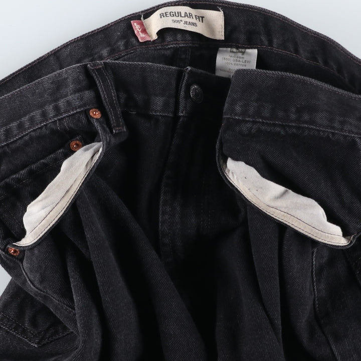 Levi's 505 REGULAR FIT Black Denim Tapered Denim Pants Men's W34 cotton black type Vintage Second Hand