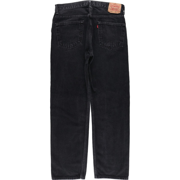 Levi's 505 REGULAR FIT black denim tapered denim pants for men, size w35 cotton black type Vintage Second Hand