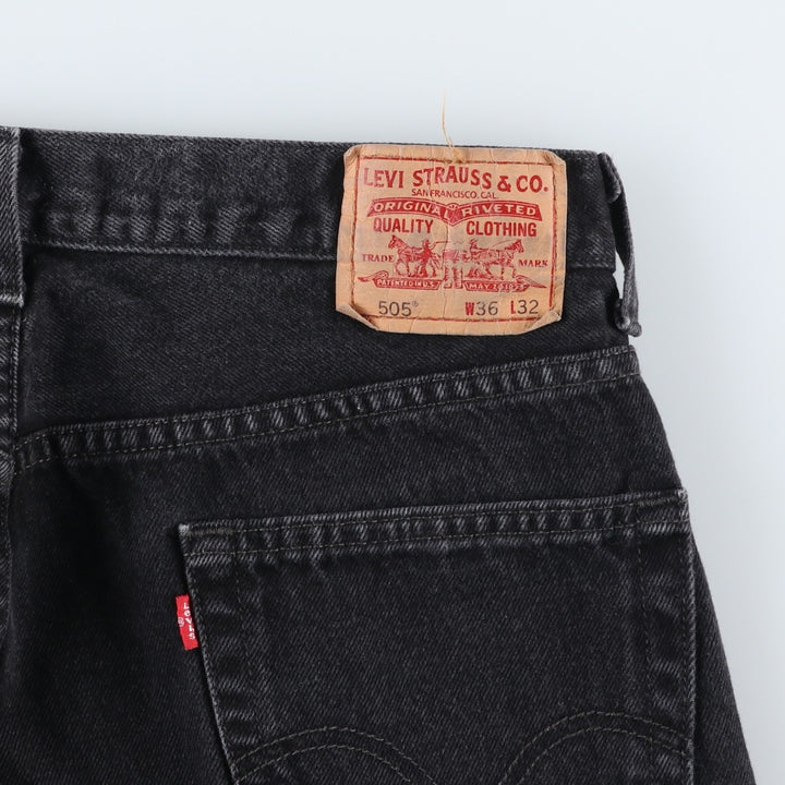 Levi's 505 REGULAR FIT black denim tapered denim pants for men, size w35 cotton black type Vintage Second Hand