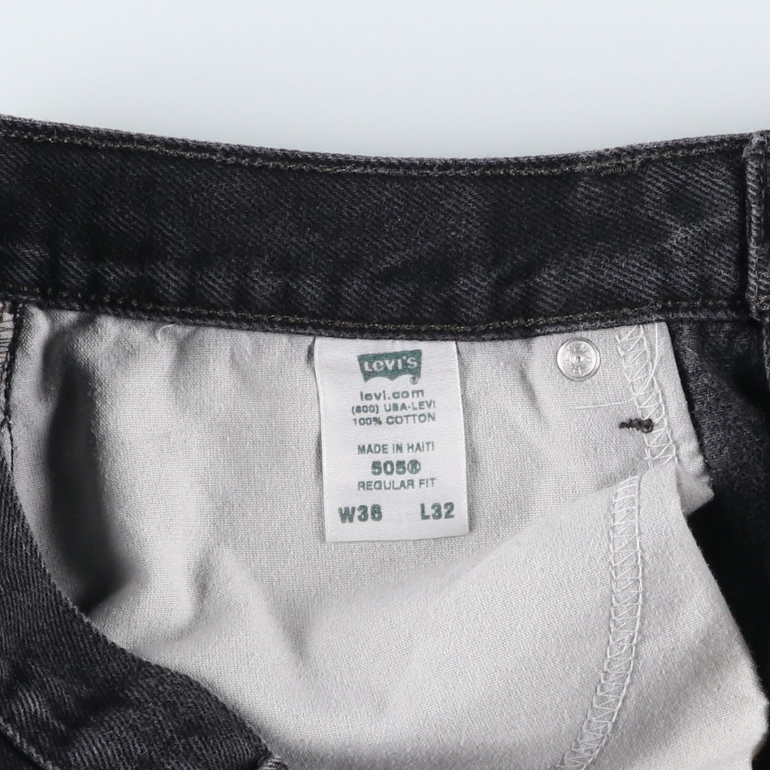 Levi's 505 REGULAR FIT black denim tapered denim pants for men, size w35 cotton black type Vintage Second Hand