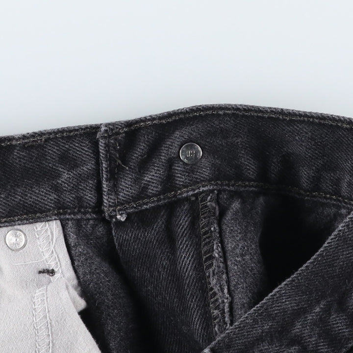 Levi's 505 REGULAR FIT black denim tapered denim pants for men, size w35 cotton black type Vintage Second Hand