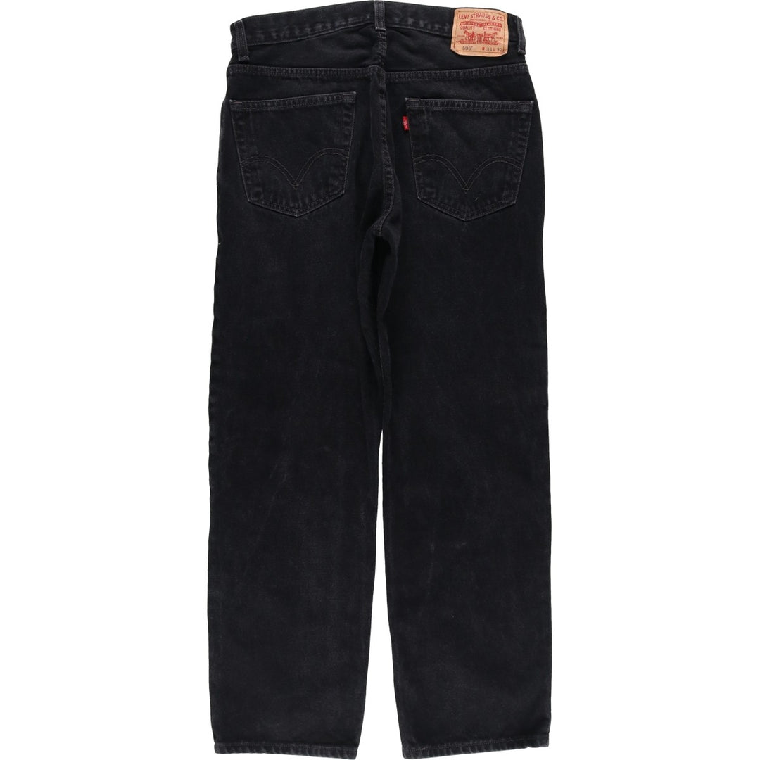 Levi's 505 REGULAR FIT black denim tapered denim pants for men, size w33 cotton black type Vintage Second Hand
