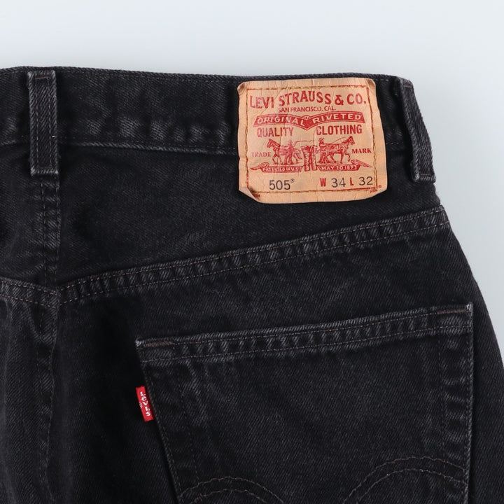 Levi's 505 REGULAR FIT black denim tapered denim pants for men, size w33 cotton black type Vintage Second Hand