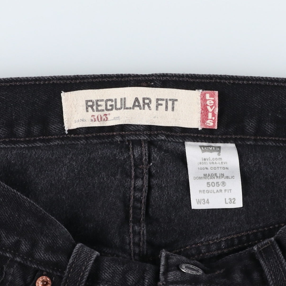 Levi's 505 REGULAR FIT black denim tapered denim pants for men, size w33 cotton black type Vintage Second Hand