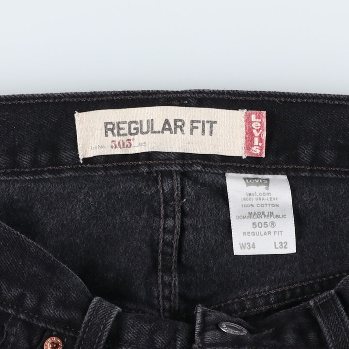 Levi's 505 REGULAR FIT black denim tapered denim pants for men, size w33 cotton black type Vintage Second Hand