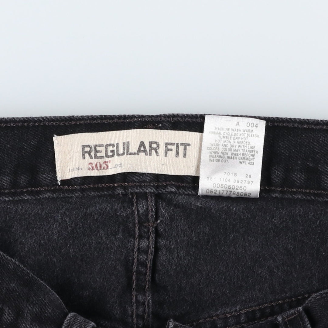 Levi's 505 REGULAR FIT black denim tapered denim pants for men, size w33 cotton black type Vintage Second Hand