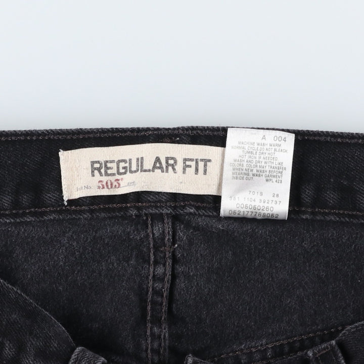 Levi's 505 REGULAR FIT black denim tapered denim pants for men, size w33 cotton black type Vintage Second Hand