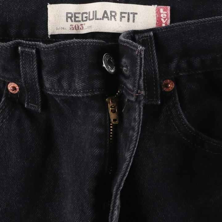Levi's 505 REGULAR FIT black denim tapered denim pants for men, size w33 cotton black type Vintage Second Hand