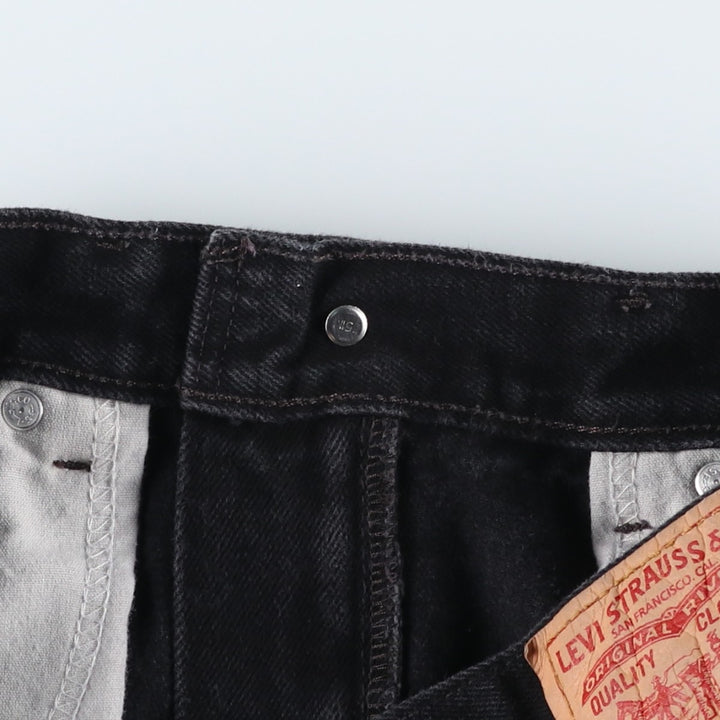 Levi's 505 REGULAR FIT black denim tapered denim pants for men, size w33 cotton black type Vintage Second Hand