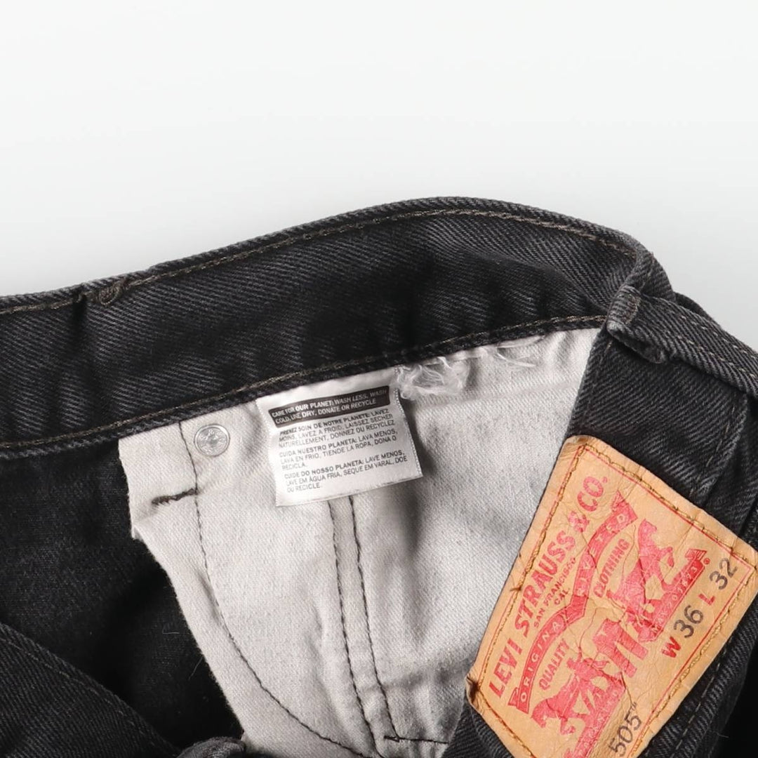 Levi's 505 Black Denim Tapered Denim Pants, Men's Size W37 unclear black type Vintage Second Hand