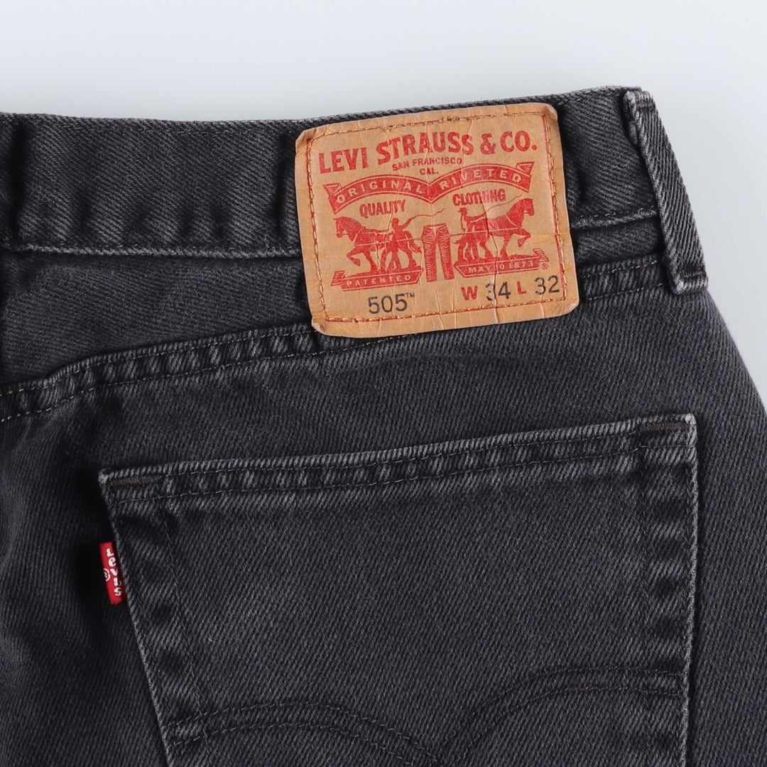 Levi's 505 Black Denim Tapered Denim Pants for Men, W35 equivalent cotton black type Vintage Second Hand